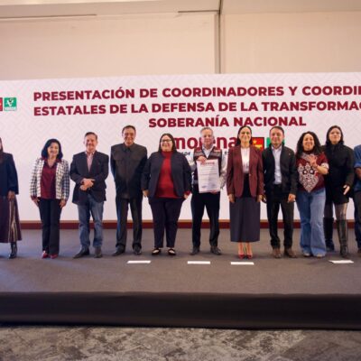 Santiago Nieto junto a dirigentes de Morena durante la presentación de coordinadores estatales