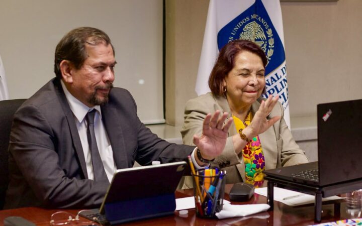 La magistrada presidenta Celia Maya García y representantes del Tribunal de Disciplina Judicial durante una reunión con la Barra Mexicana de Abogados.