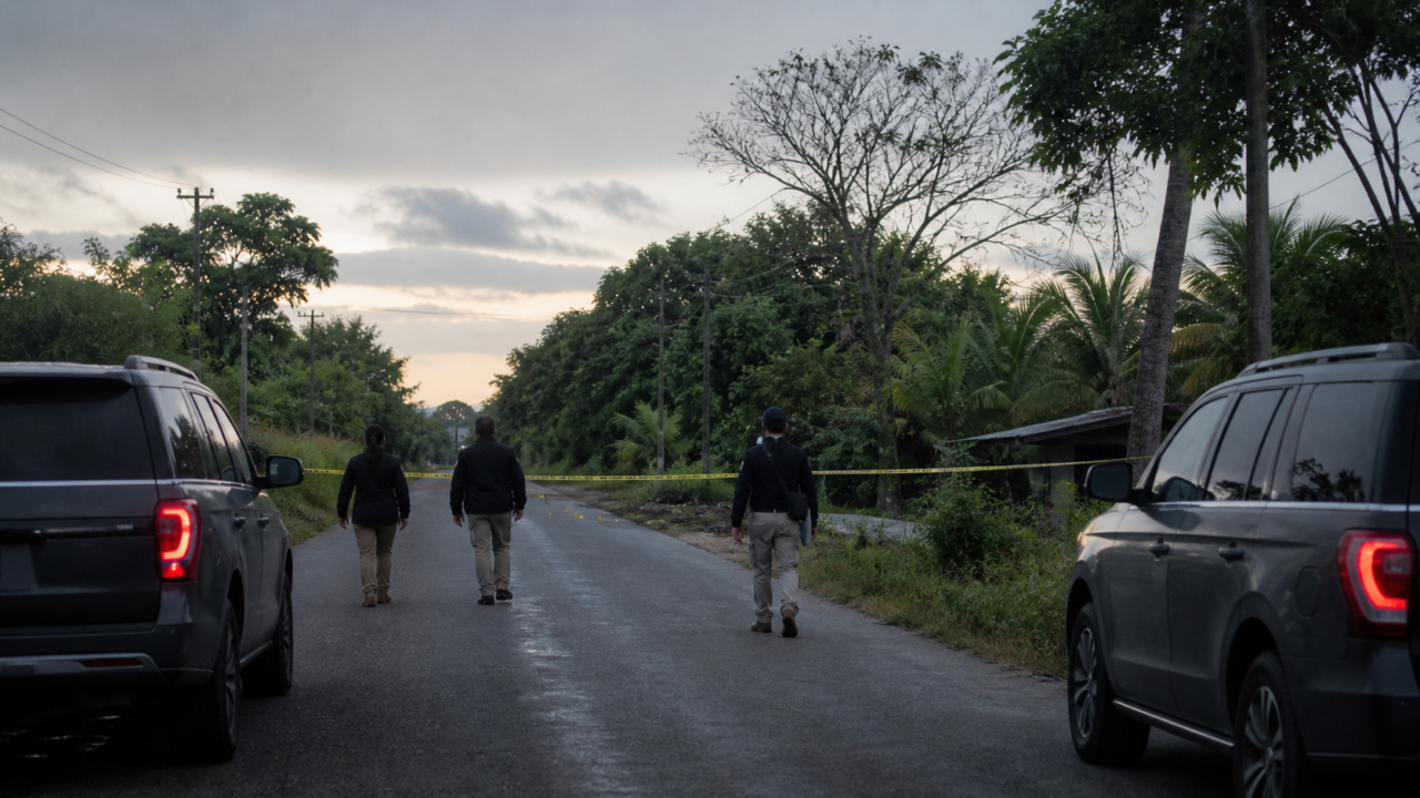 Investigadores en una carretera rural de Veracruz durante una diligencia