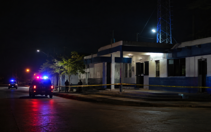 Instalaciones de seguridad acordonadas durante una investigación nocturna